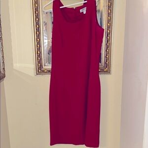 Tahari Red textured Sheath Midi Dress for Cocktail